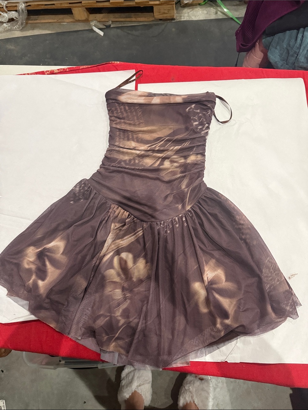 Urban Outfitters Brown Tie-Dye Mesh Mini Dress